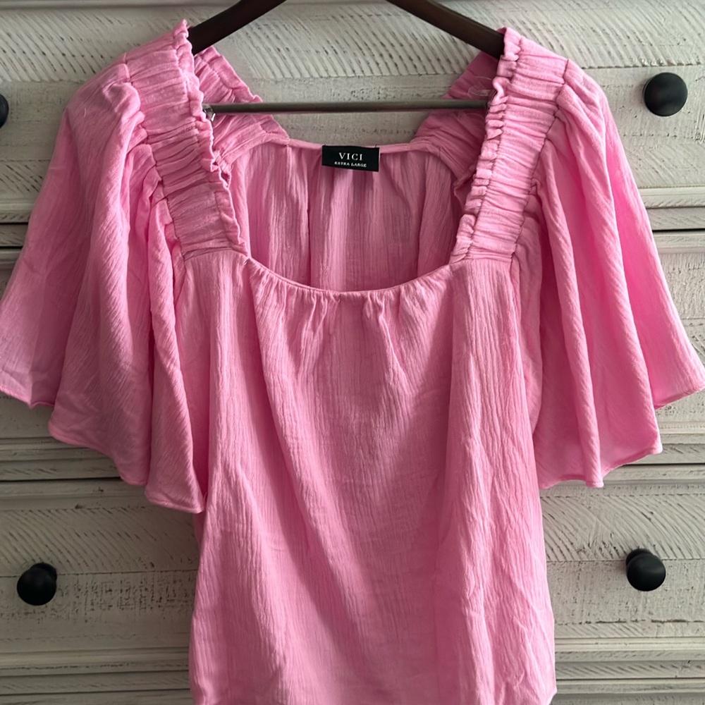 Vici pink square neck top